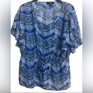 The AGB Woman Sheer Top in Deep Blue Chevron